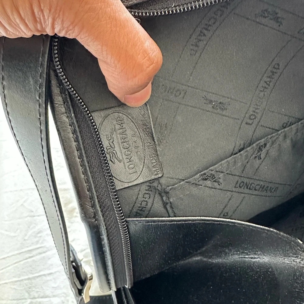 Longchamp black leather vintage Roseau shoulder bag crossbody - Picture 4 of 8